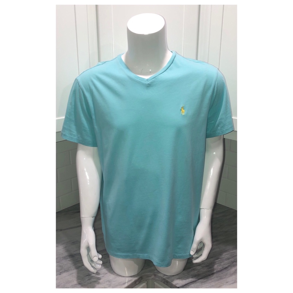 Ralph Lauren Mens v neck shirt Blue Large L